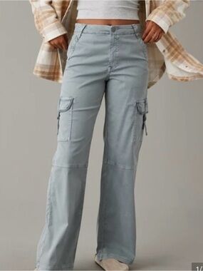 American Eagle Outfitters Light Blue Boot Cut Cargos